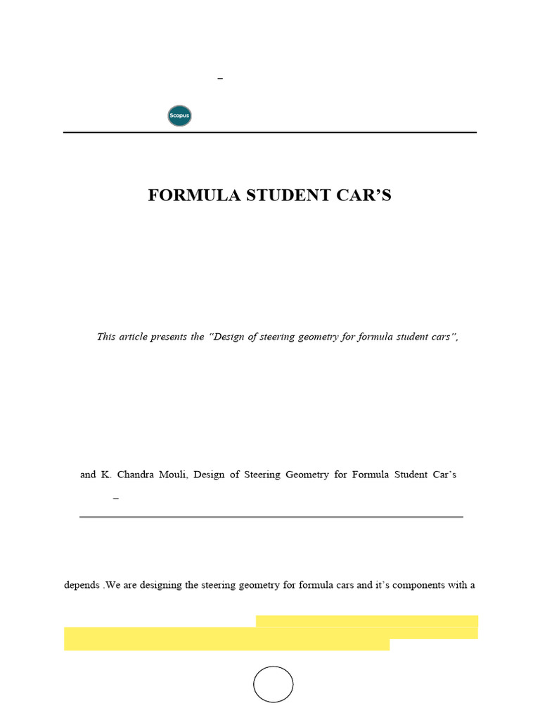 Design of Steering Geometries for Formula Student Cars | PDF | Steering ...