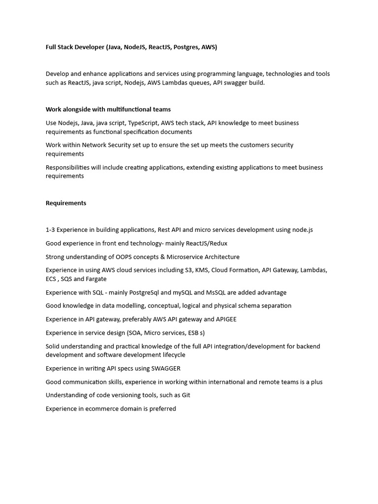 JD_Full Stack Developer (1) | PDF