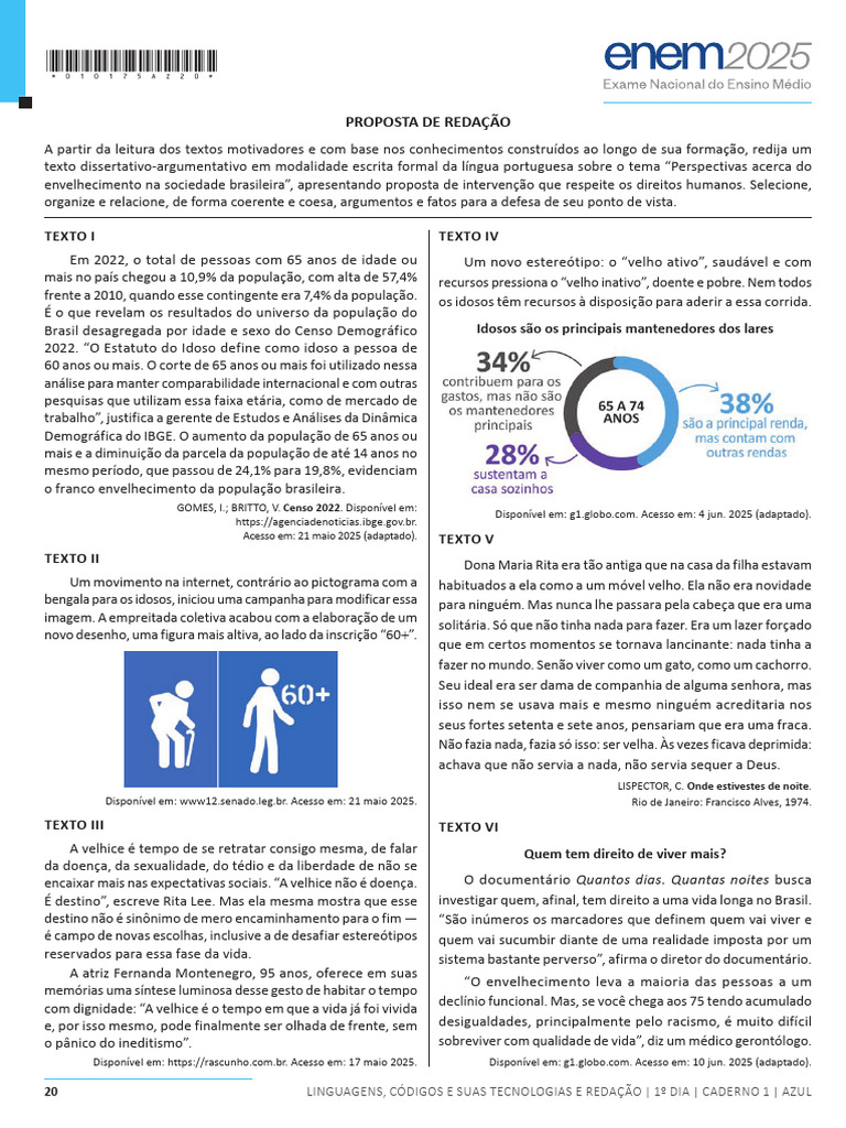 2025 - PV - Impresso - D1 - CD1 Tema Da Redação Do Enem 2025 | PDF ...
