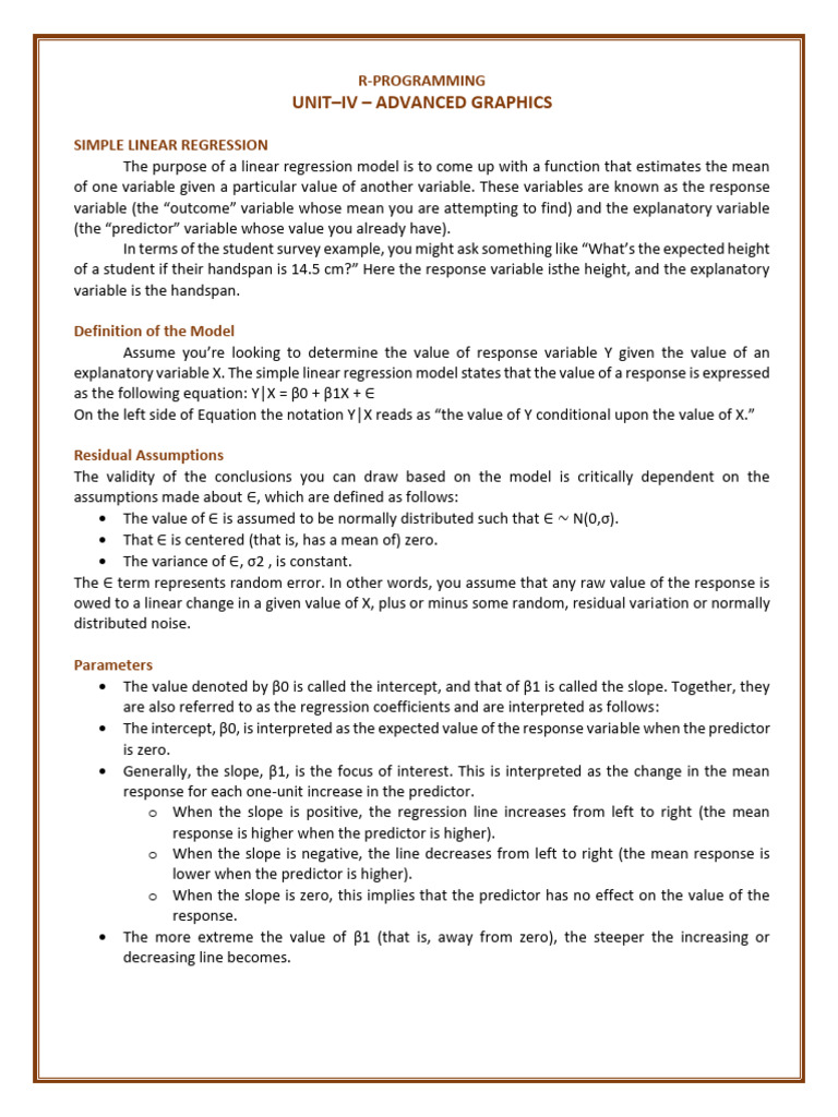 R-Programming Unit 4 | PDF | Linear Regression | Dependent And ...