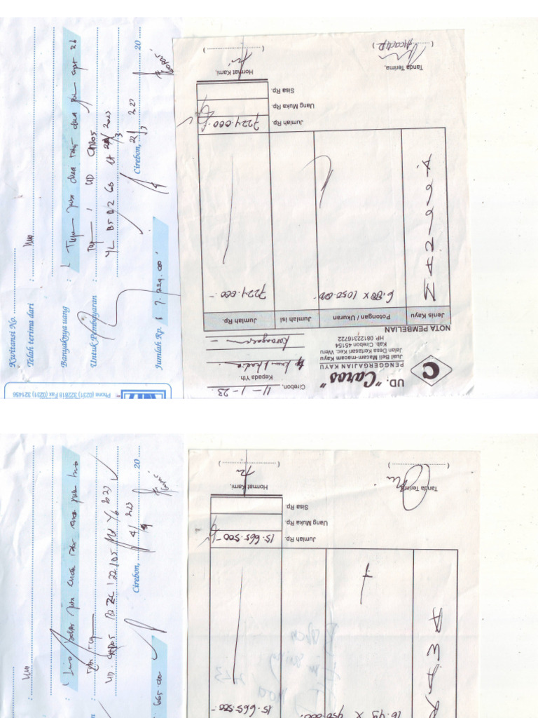 Nota Pembayaran Supplier Kayu | PDF