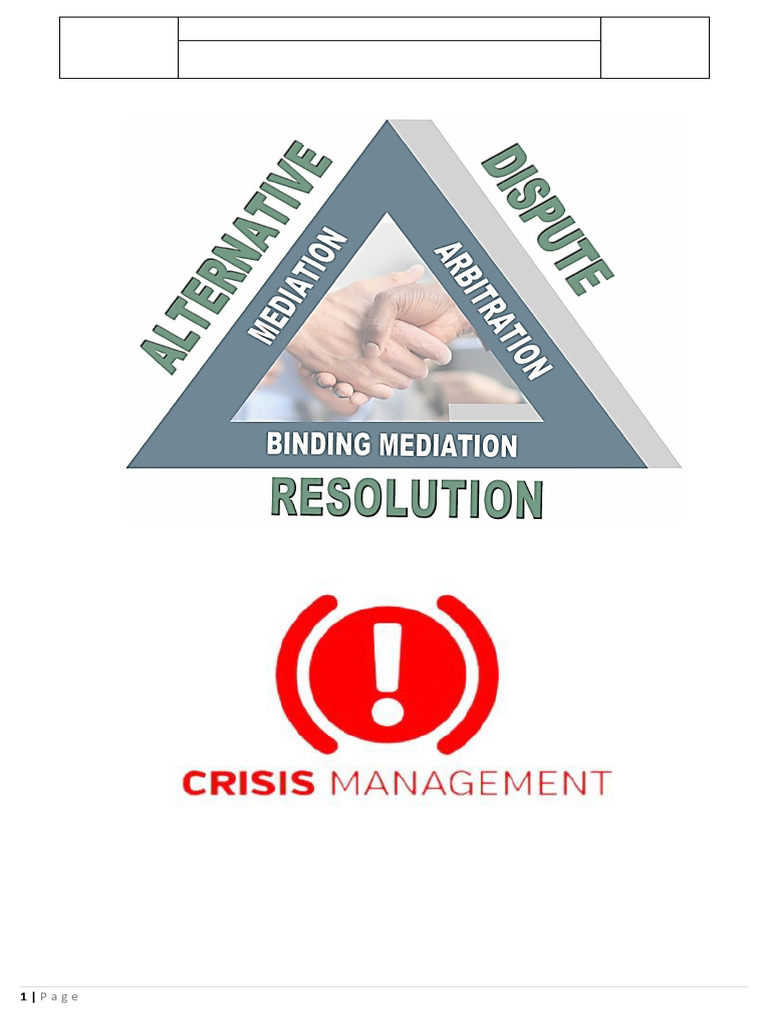 Dispute Resolution - Crisis - Incident Management | PDF | Alternative ...