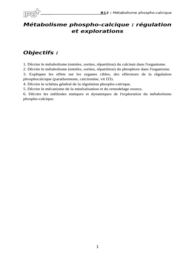 B12 Metabolisme Phospho Calcique | PDF | Calcium