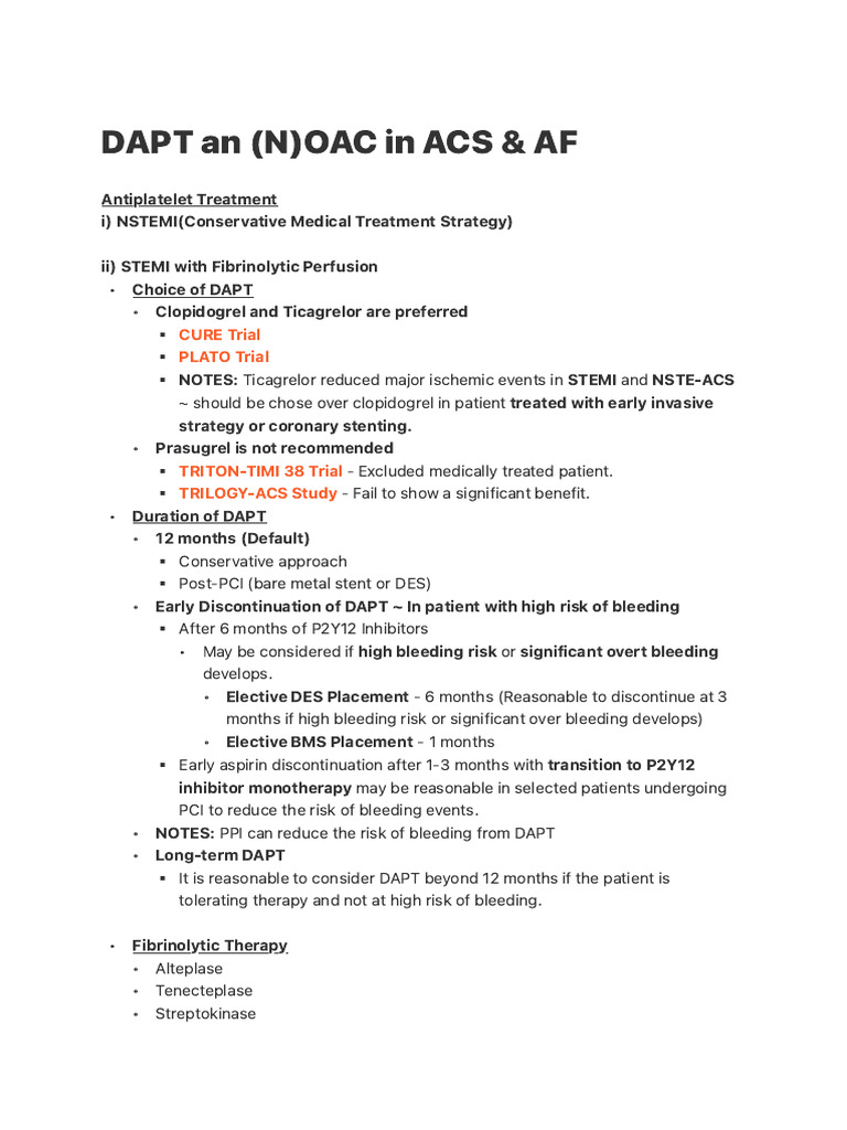 Dapt an (n)Oac in Acs & Af | PDF | Percutaneous Coronary Intervention ...