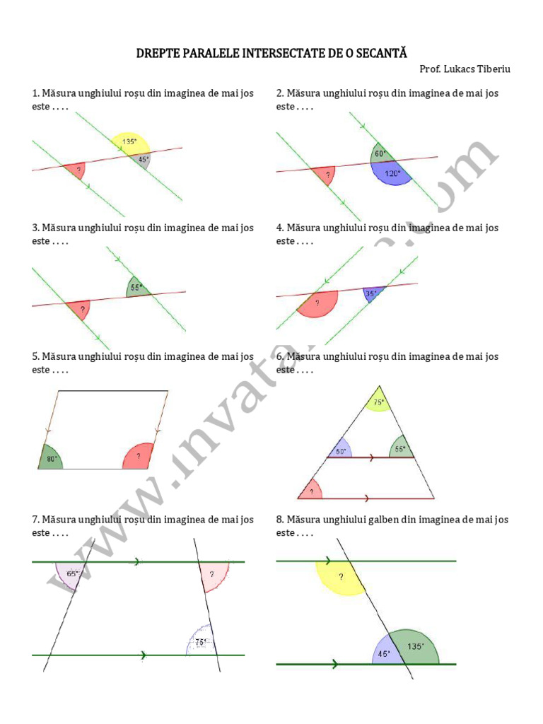 Drepte Paralele Intersectate de o Secantă | PDF