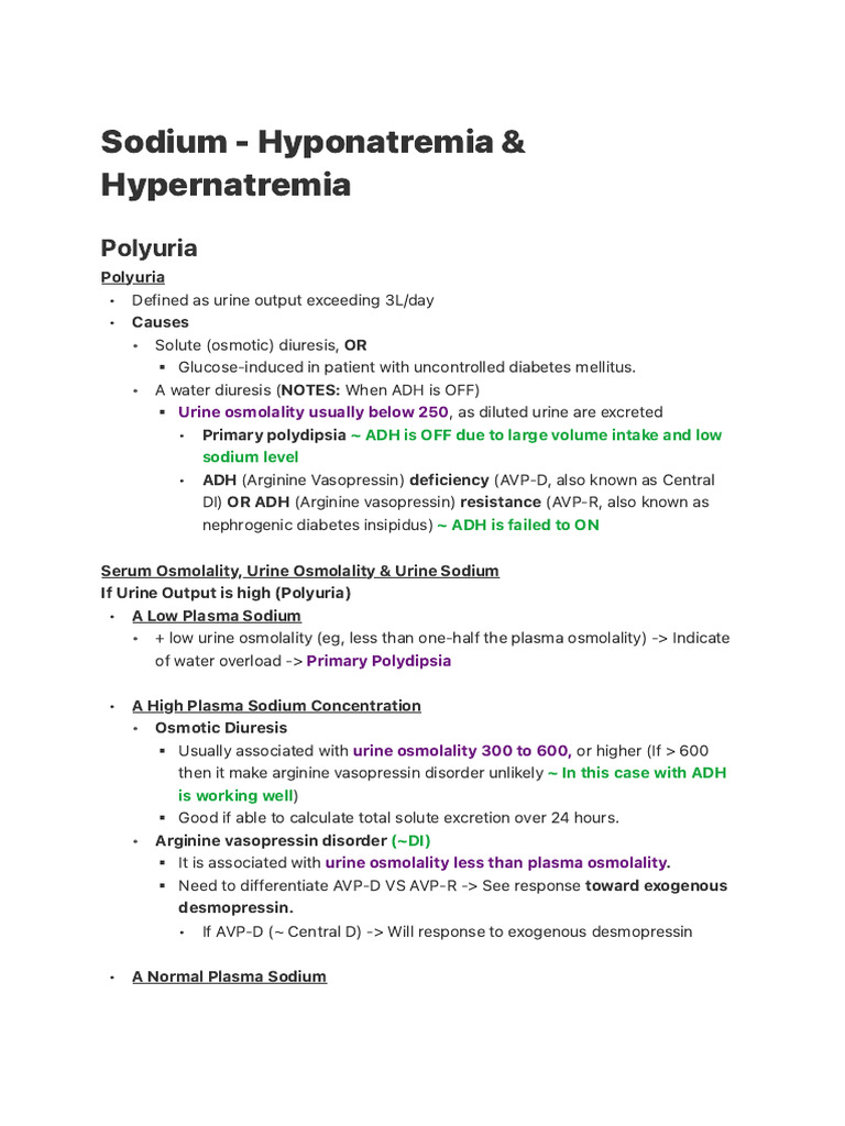 Sodium - Hyponatremia & Hypernatremia | PDF | Medical Specialties ...