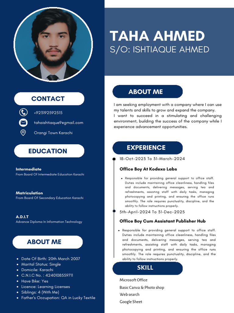 White Blue Simple Professional Curriculum Vitae Resume - 20260123 ...