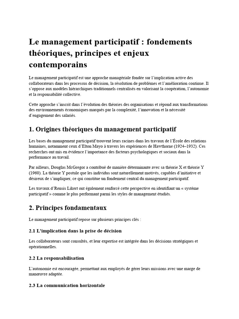 Management Participatif | PDF | Cognition | Business