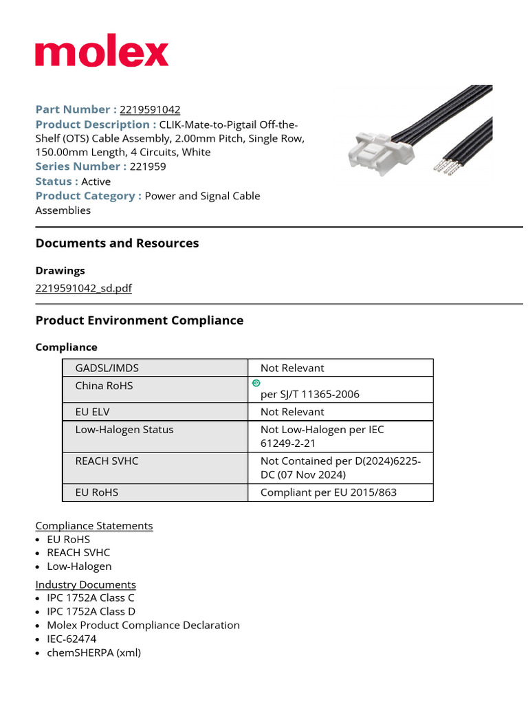 2219591042 | PDF | Electrical Connector | Electrical Engineering