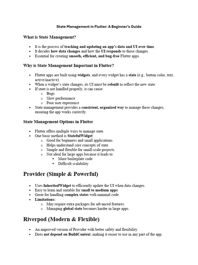 State Management in Flutter | PDF | Computer Science | Software