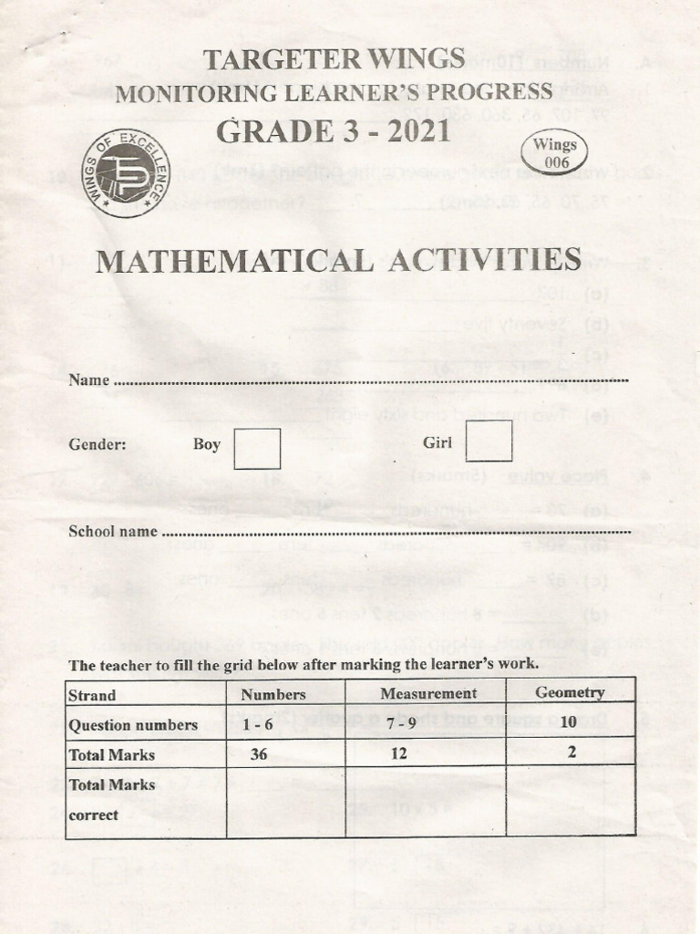 Term 3 Grade 3 006 Maths Acti 2021 Teacher.co .Ke | PDF