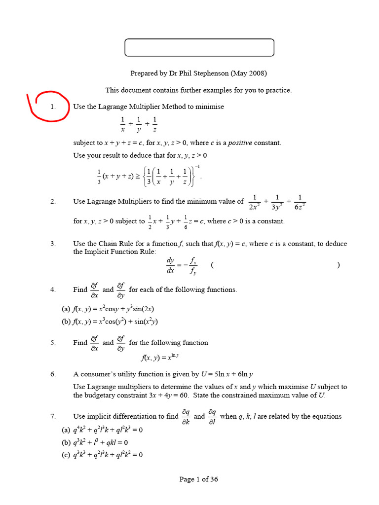 Mathematics 1 FOSV (Extra) | PDF | Utility | Production Function