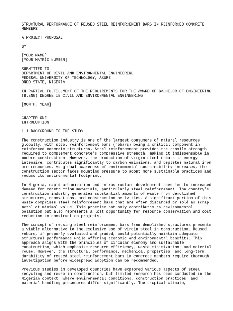 Complete Project Proposal Reused Steel Reinforcement | PDF | Strength ...