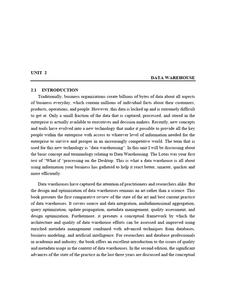 FDS Unit 2 | PDF | Data Warehouse | Data