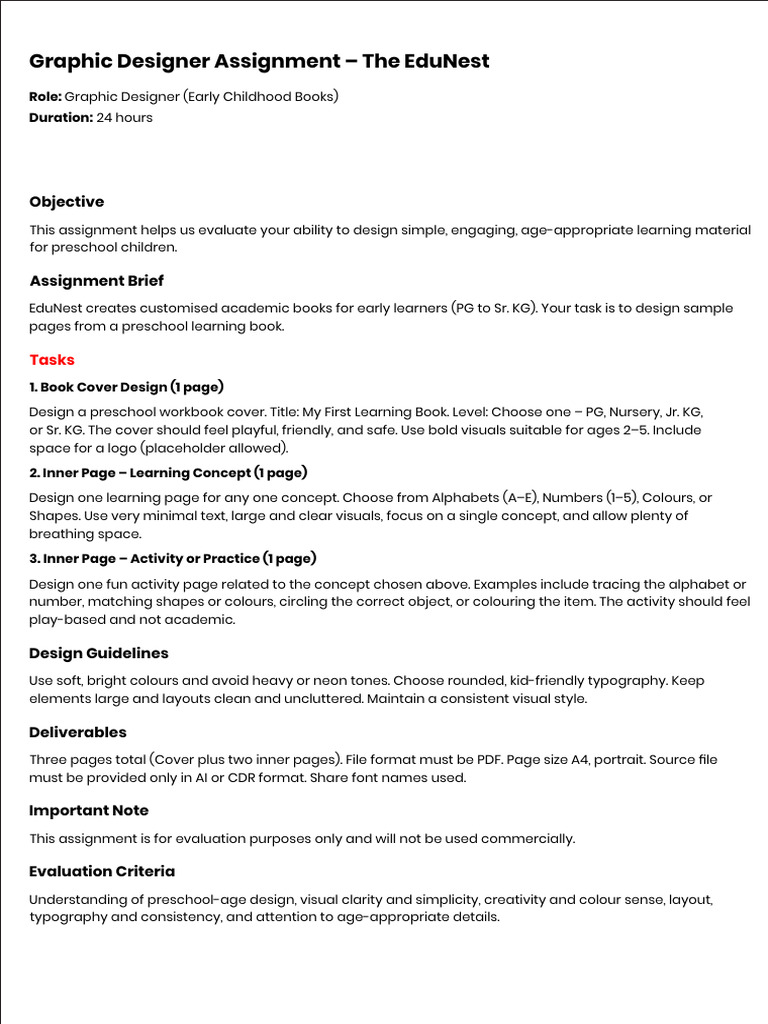 The EduNest - Graphic Designer Assignment | PDF