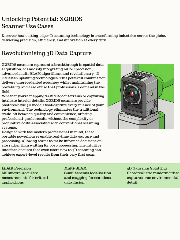Unlocking Potential Xgrids Scanner Use Cases | PDF | 3 D Computer ...