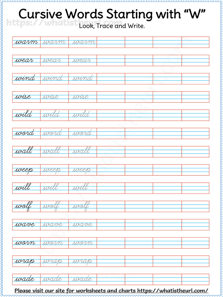 Cursive Words Starting With a W | PDF