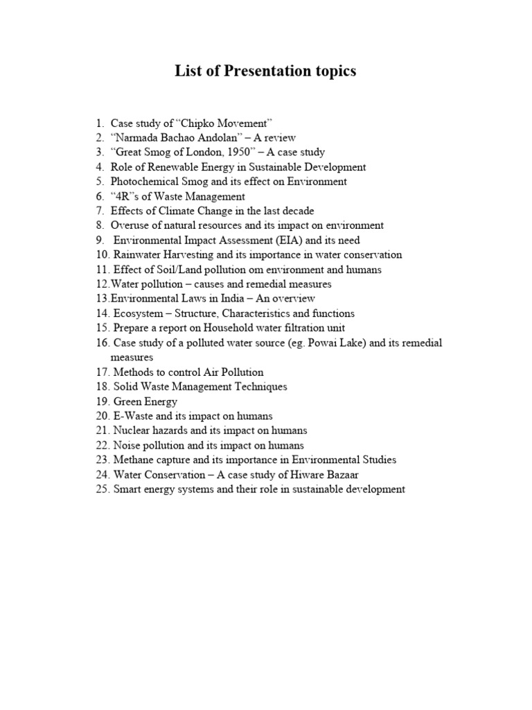 Presentation Topics | PDF