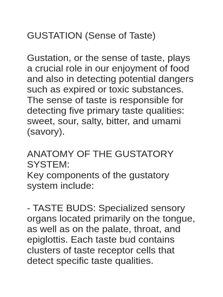Special Senses Gustation _240308_065459 | PDF | Taste | Senses