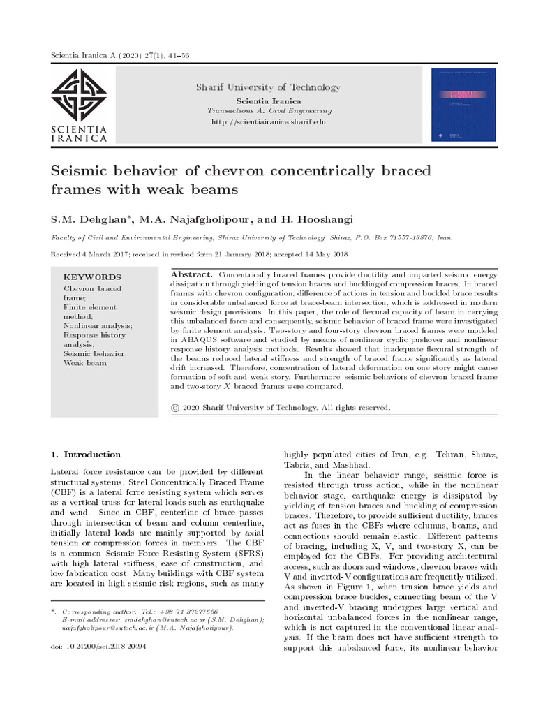 Seismic Behavior of Chevron Concentrically Braced | PDF | Buckling ...