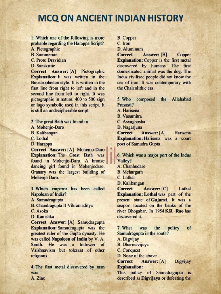 Ancient History MCQ 100 | PDF