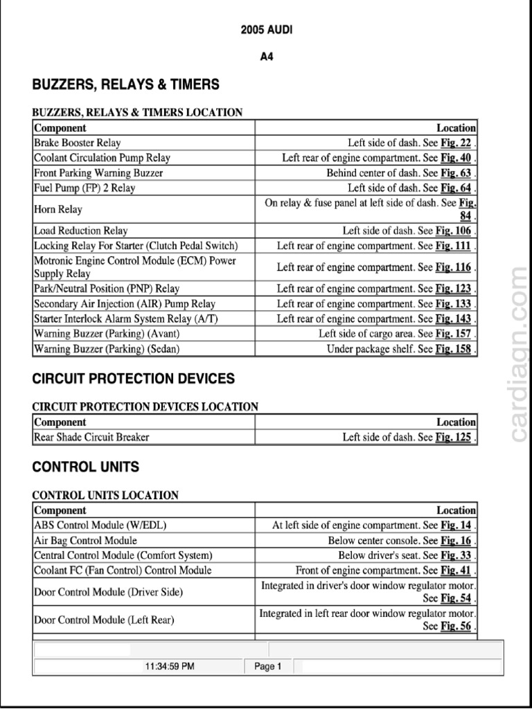 Electrical Component Locator - A4 2004-2009 | PDF