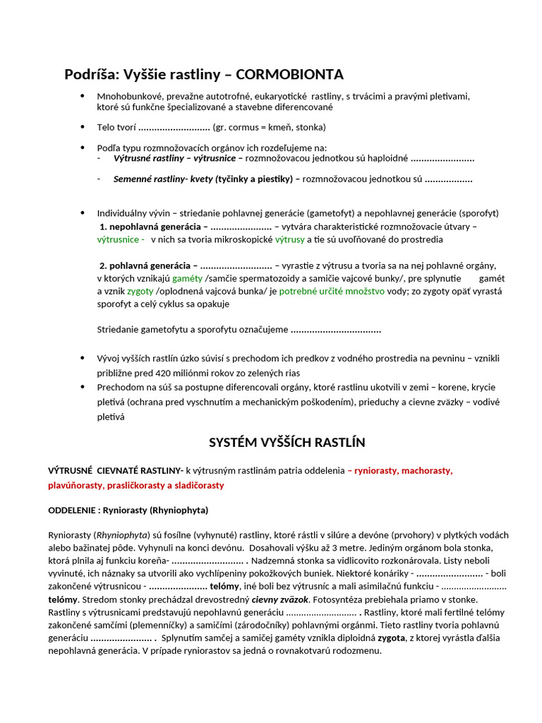 Výtrusné Rastliny PL Celé23 | PDF