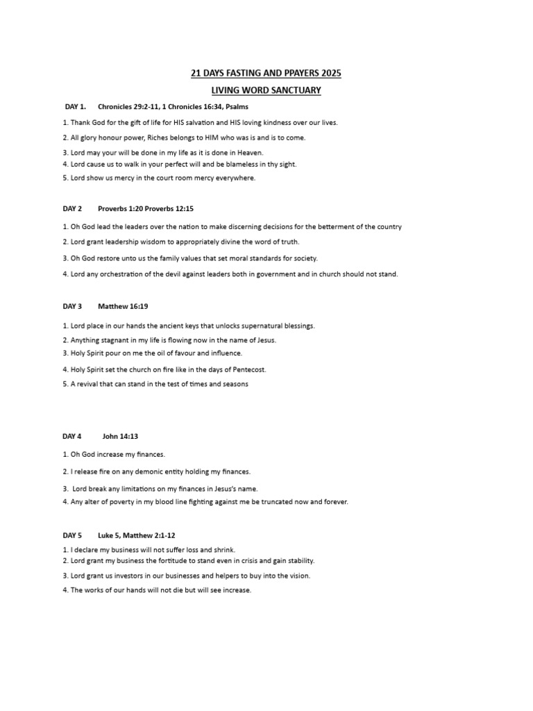 21 Days Fasting and Ppayers 2025 | PDF | Jesus | Holy Spirit