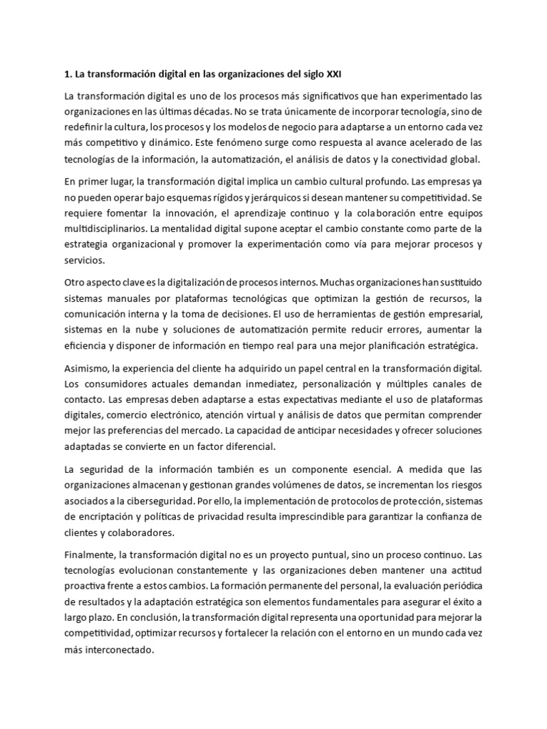 La Transformación Digital en Las Organizaciones Del Siglo XXI | PDF ...