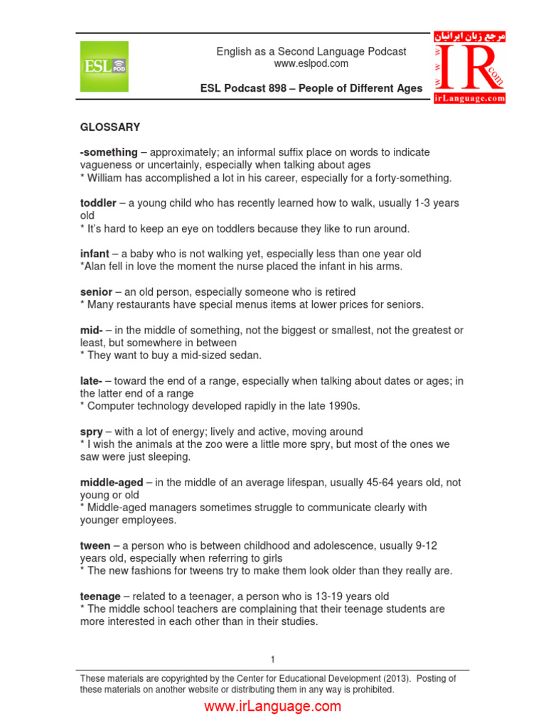 0898 - People of Different Ages [Www.irlanguage.com] | PDF