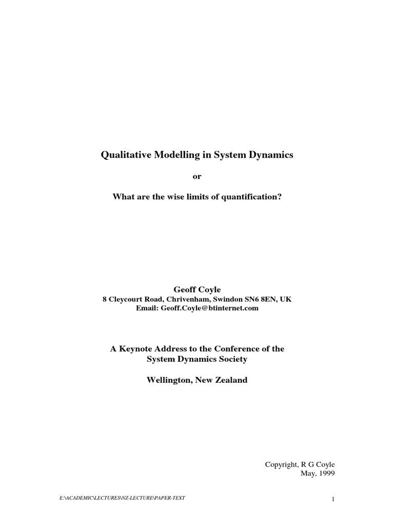 Qualitative Modelling in System Dynamics | PDF