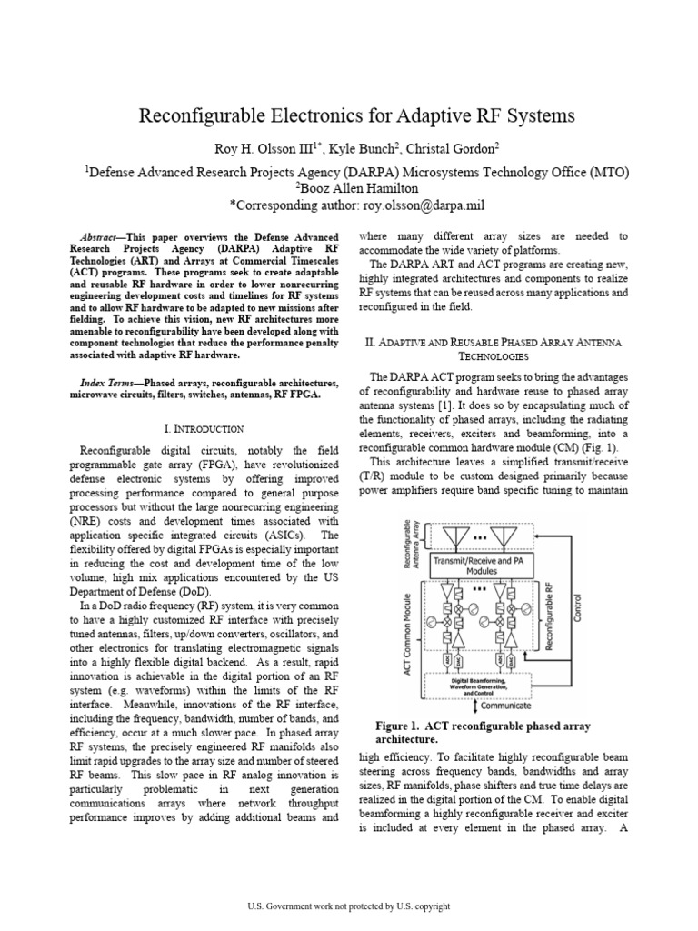 2016 CSICS From Darpa Reconfigurable Electronics For Adaptive RF ...