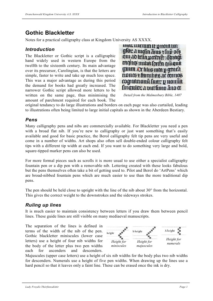 Introduction to Gothic Calligraphy | PDF | Calligraphy | Pen