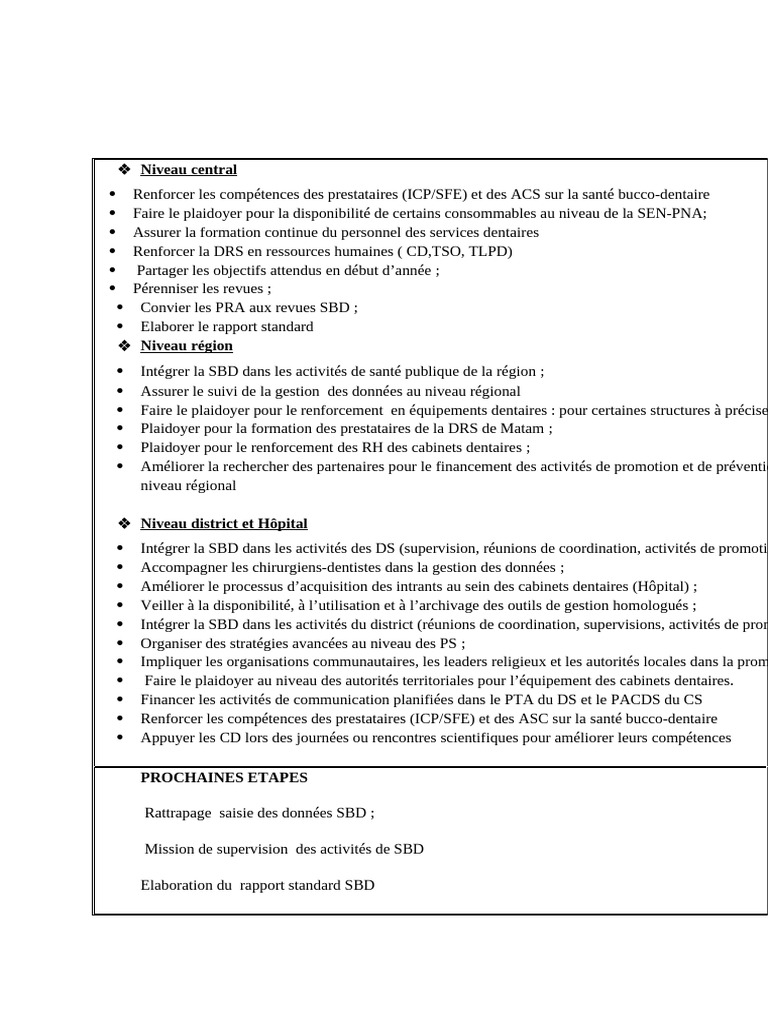 Recommandations Prochaines Étapes | PDF
