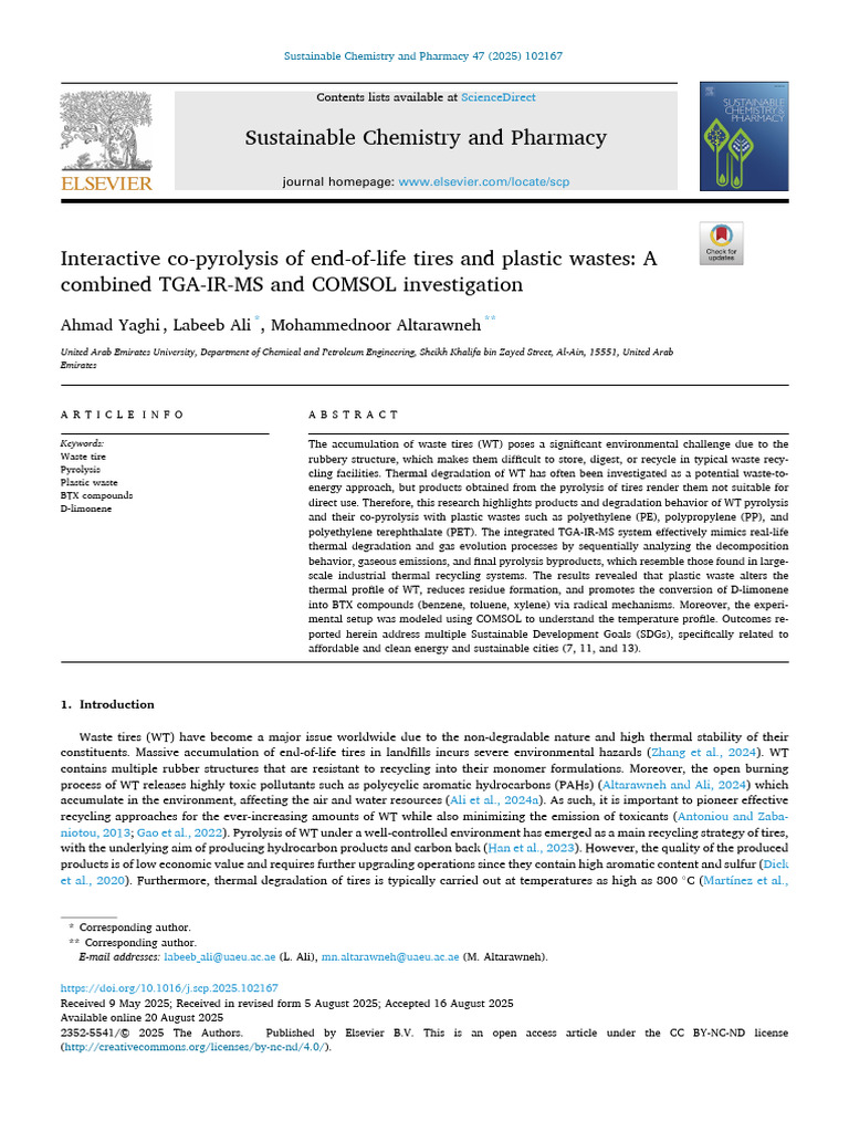Interactive co-pyrolysis of end-of-life tires and plastic wastes: A ...