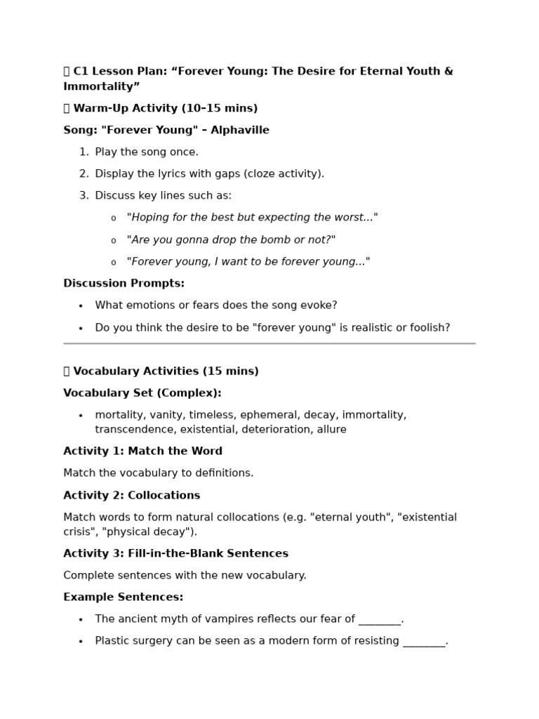 C1 Level Lesson Plan | PDF | Stress (Linguistics) | Word