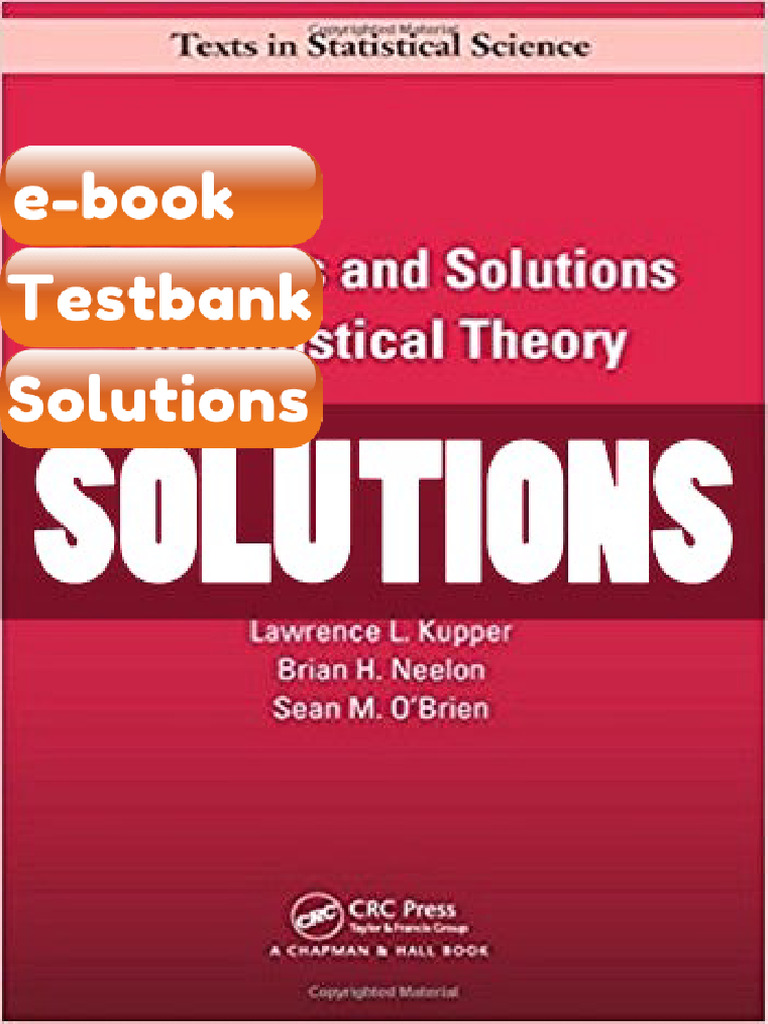 Testbank - Exercises and in Statistical Theory 1 Ed Kupper | PDF ...