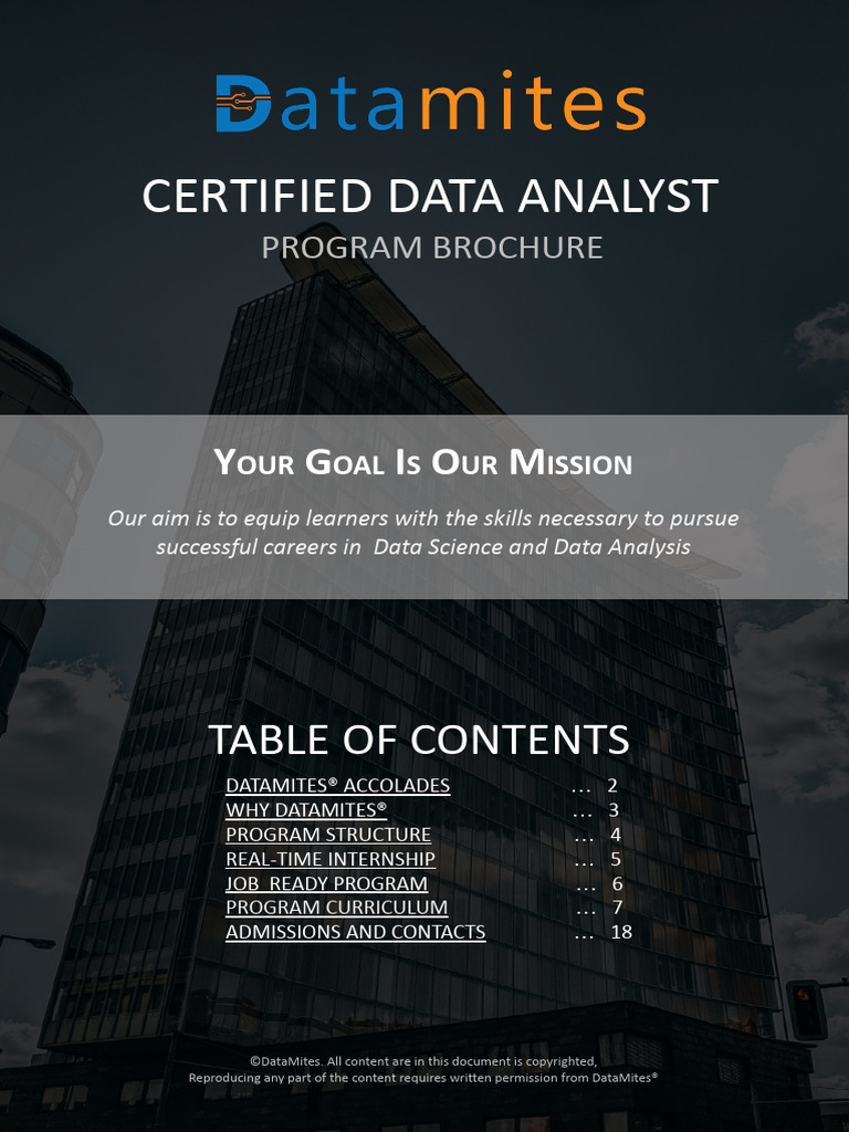 Datamites Certified Data Analyst Brochure V25.4 | PDF | Machine ...