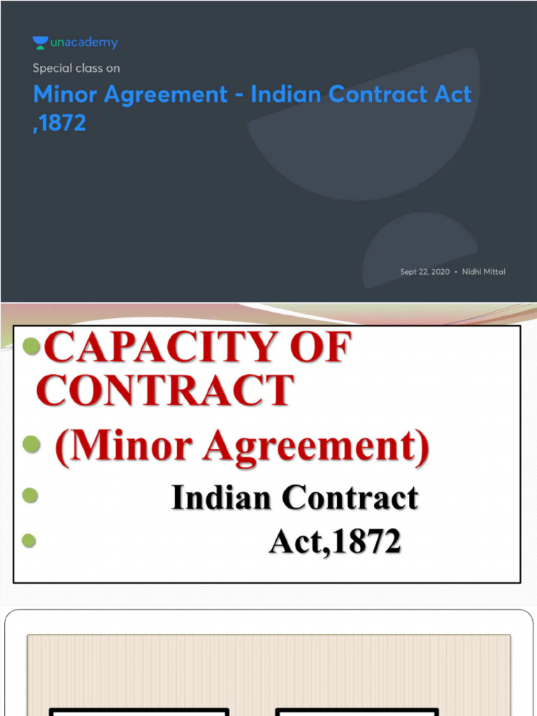 Minor Agreement Indian Contract Act 1872 No Anno | PDF