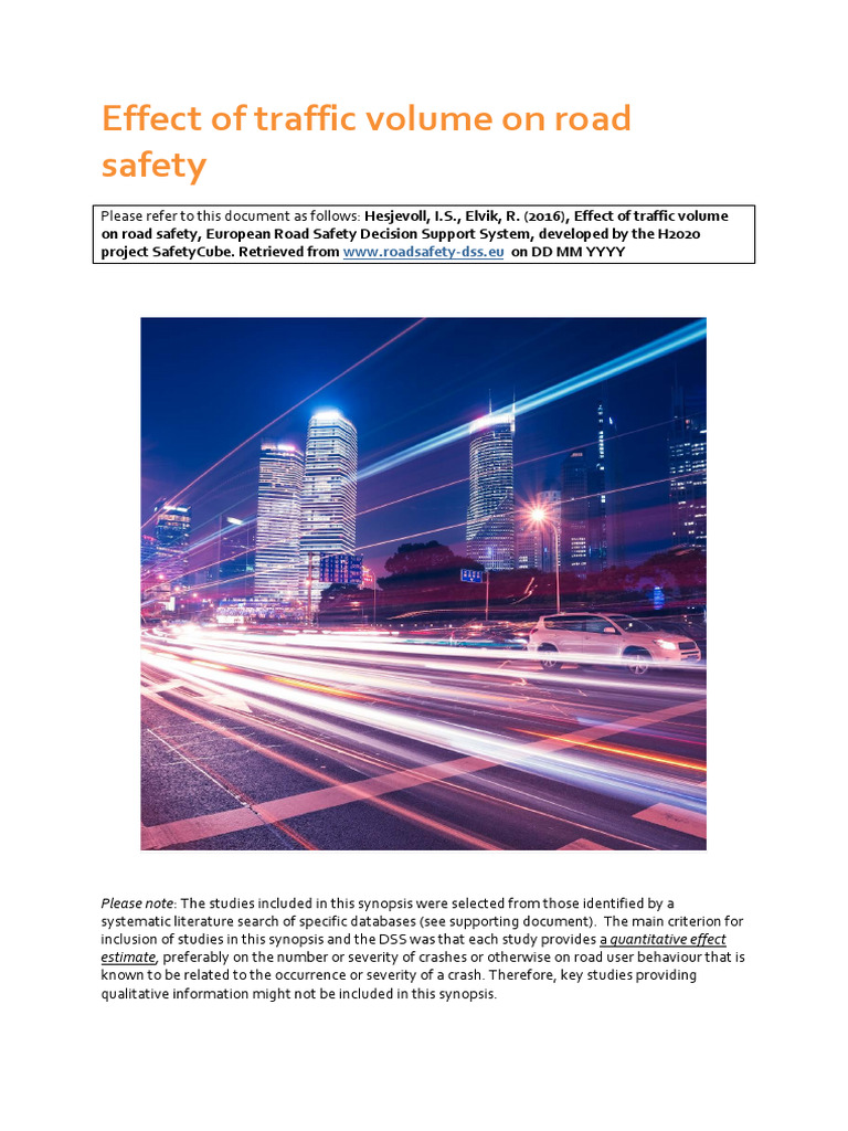 Effect_of_traffic_volume_on_road_safety_23112016 | PDF | Meta Analysis ...