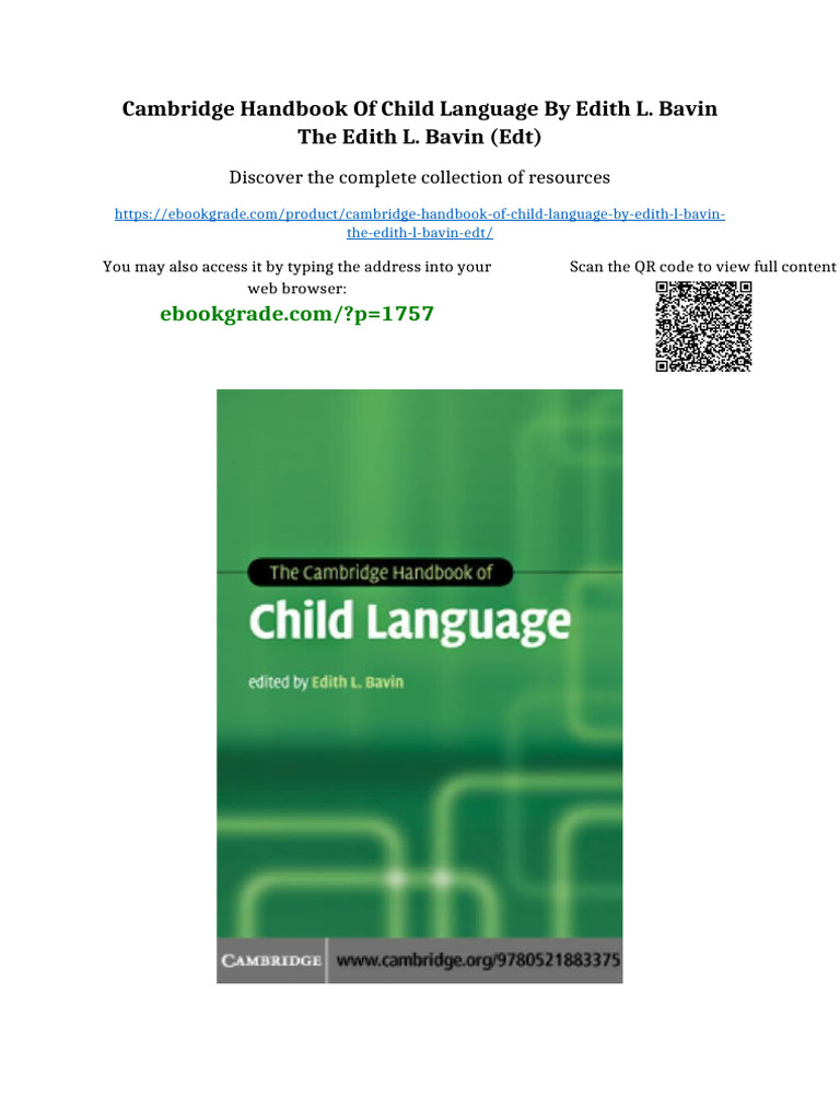 Cambridge Handbook of Child Language by Edith L. Bavin The Edith L ...