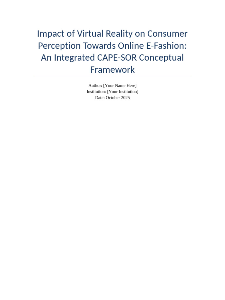 Integrated CAPE-SOR VR EFashion Framework | PDF | Virtual Reality ...
