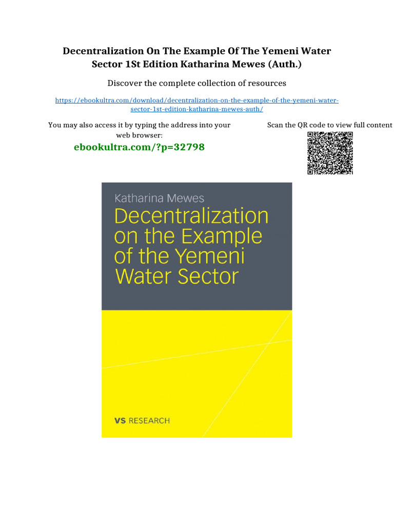 Decentralization on the Example of the Yemeni Water Sector 1st Edition ...