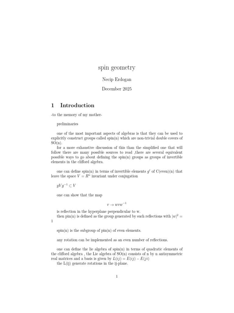 Spin Geometry | PDF | Group (Mathematics) | Vector Space
