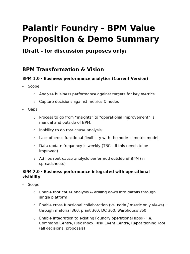 Palantir Foundry - BPM Value Proposition - Draft - Feb2025 | PDF ...