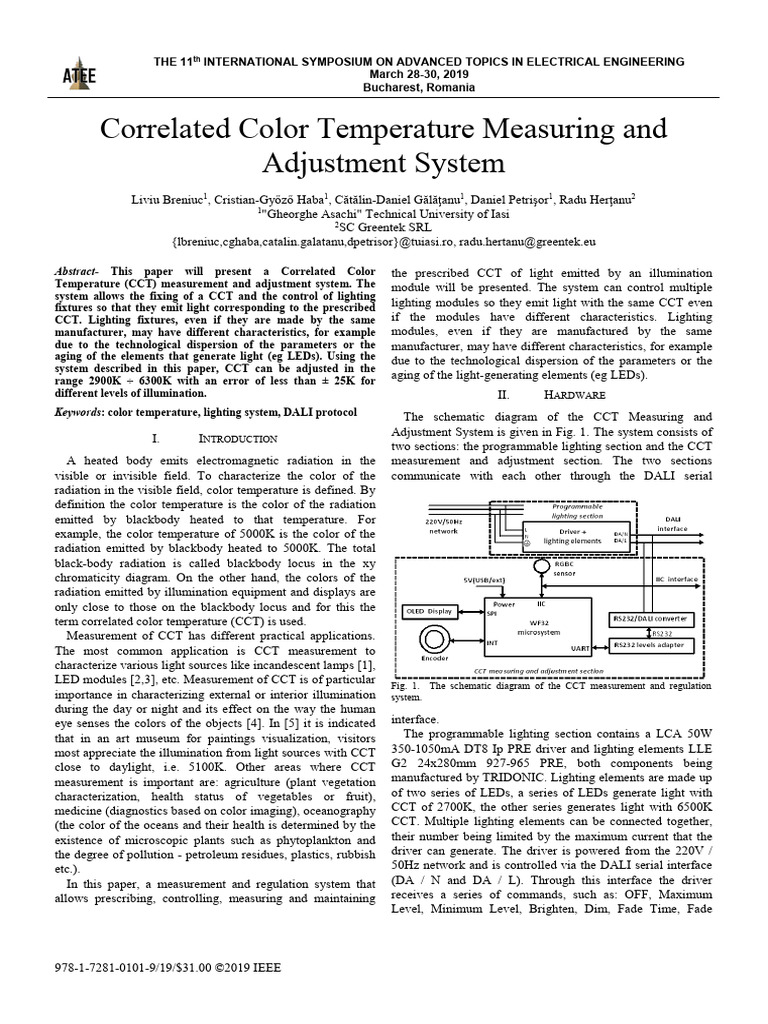 Correlated Color Temperature Measuring and Adjustment System | PDF