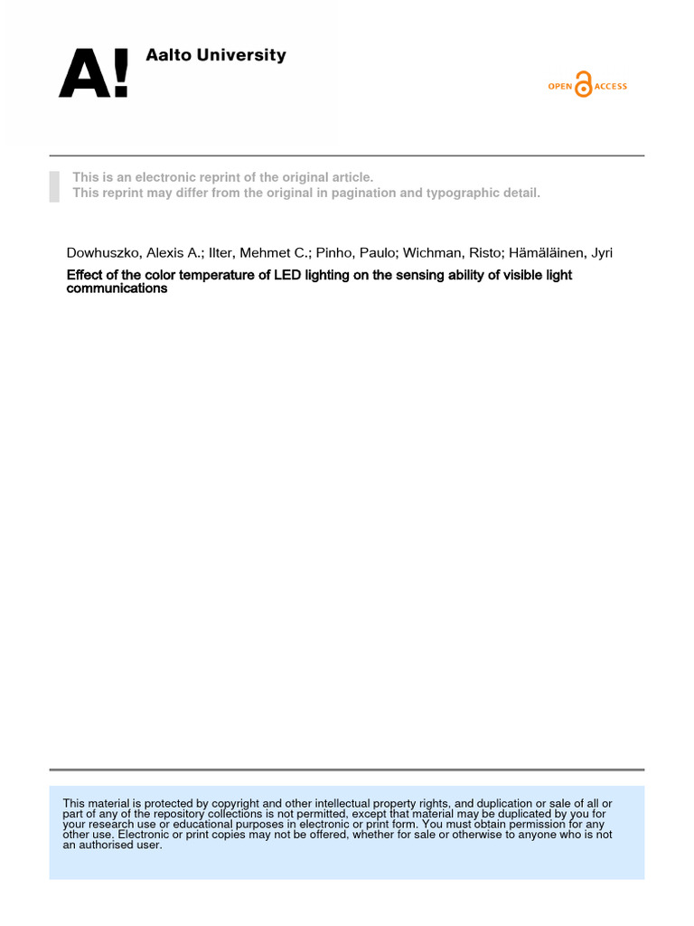 EFFECT OF THE COLOR TEMPERATURE OF LED LIGHTING ON THE SENSING ABILITY ...