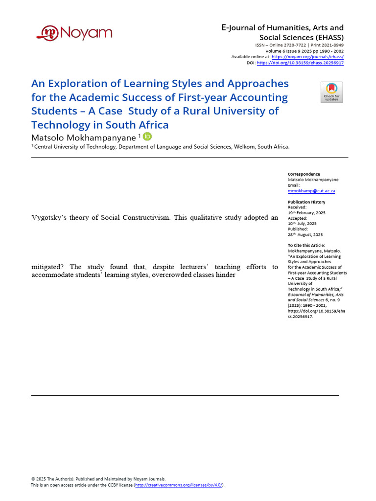 An Exploration of Learning Styles and Approaches F | PDF ...