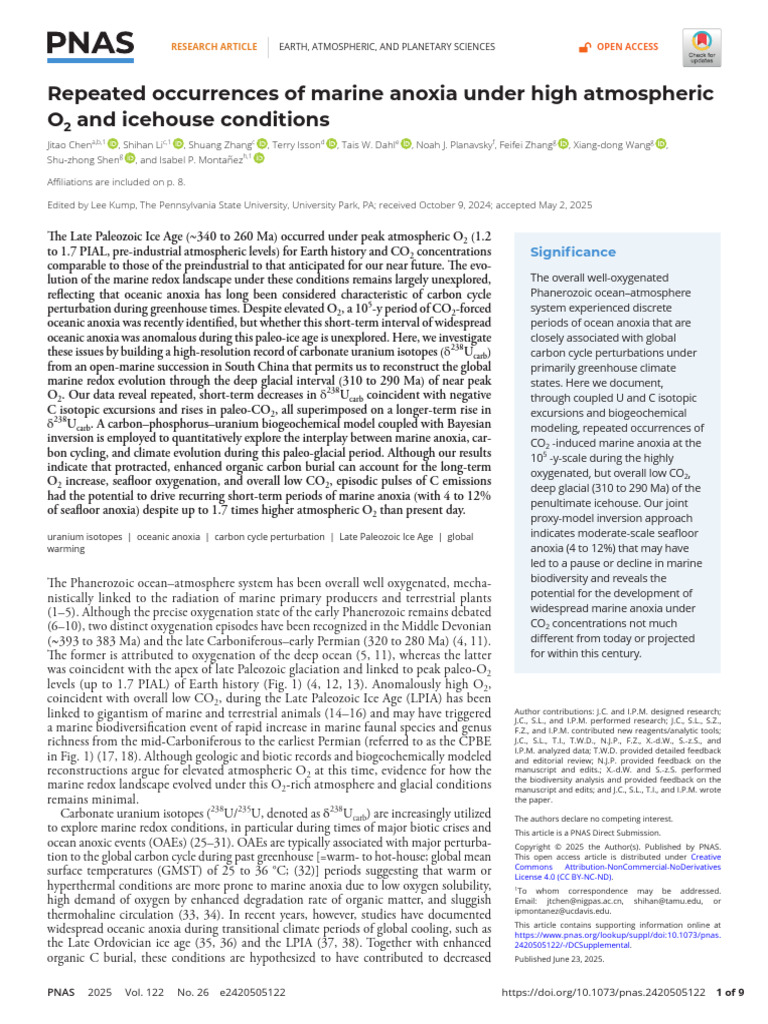 pnas.202420505 | PDF | Earth Sciences | Geology
