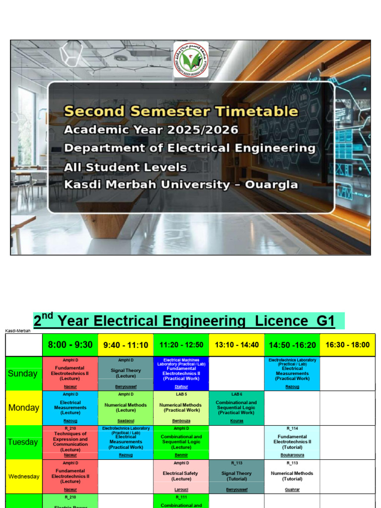 Time Schedule For Student Groups - Second Semester 2025 - 2026 22 | PDF ...